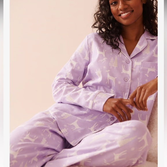 Deer NWT Print Flannel PJ Set - la vie en rose - deer/lilac - Picture 6 of 9